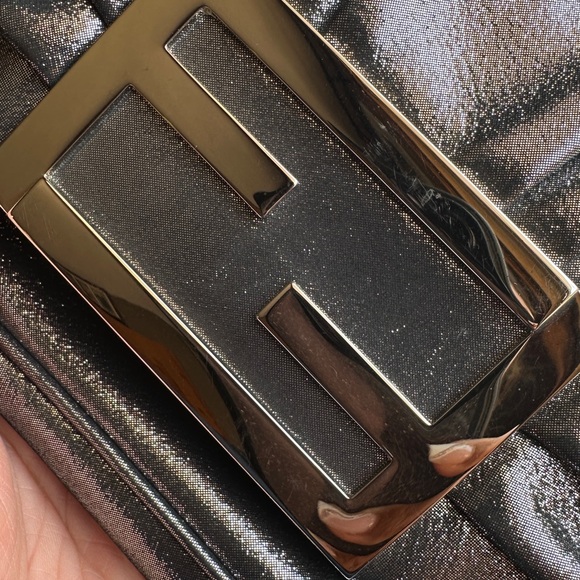 Fendi Metallic Silver Clutch with Chain - Picture 10 of 10